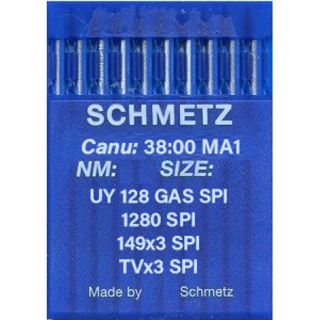 Schmetz Canu 38:00 UY128GAS TVx3 needles for industrial cover stitch sewing machines Size 65/9
